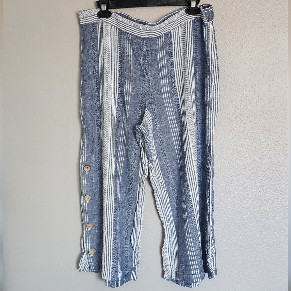 J. Jill Blue and White Striped Capris